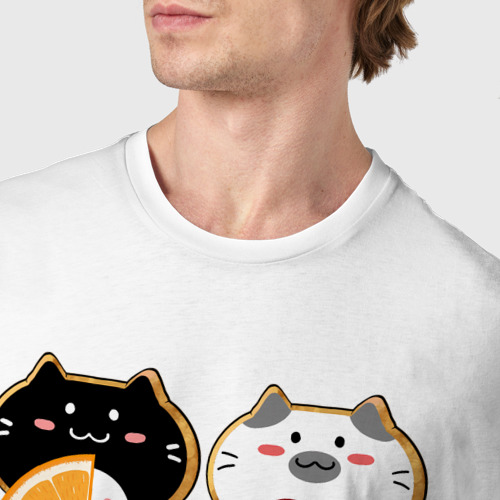 Мужская футболка хлопок Печенье с глазурью:  четыре котёнка, цвет белый - фото 6
