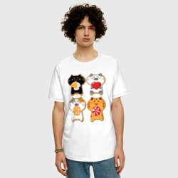 Мужская футболка хлопок Oversize Печенье с глазурью:  четыре котёнка - фото 2