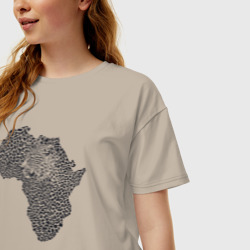 Женская футболка хлопок Oversize Африканский леопард - фото 2