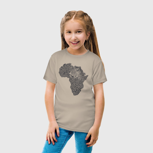 Детская футболка хлопок Африканский леопард, цвет миндальный - фото 5