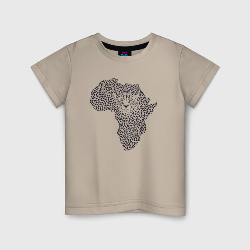 Детская футболка хлопок Африканский леопард, цвет миндальный
