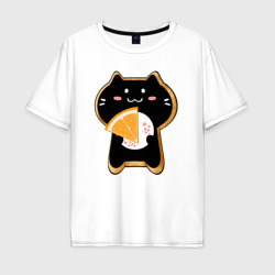 Мужская футболка хлопок Oversize Бомбейский кот-печенье 