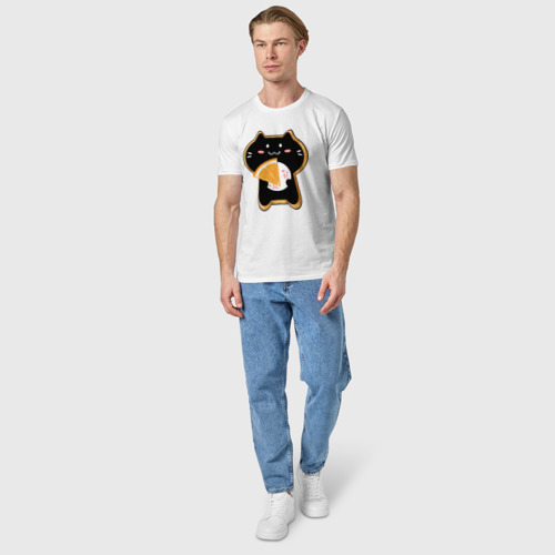 Мужская футболка хлопок с принтом Бомбейский кот-печенье, вид сбоку #3