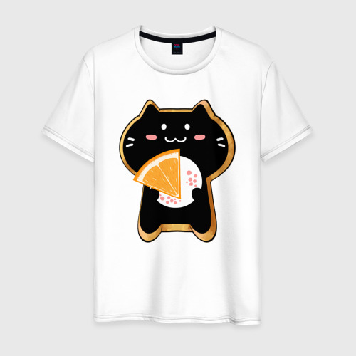 Мужская футболка хлопок Бомбейский кот-печенье , цвет белый