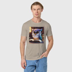 Мужская футболка хлопок Мультяшная мудрая сова - фото 2