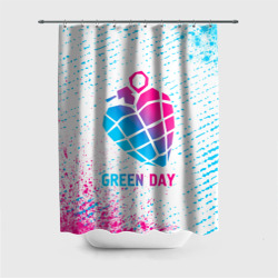 Штора 3D для ванной Green Day neon gradient style