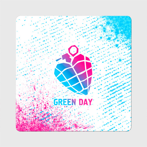 Магнит виниловый Квадрат Green Day neon gradient style