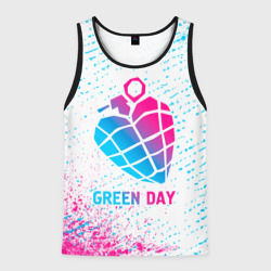 Мужская майка 3D Green Day neon gradient style