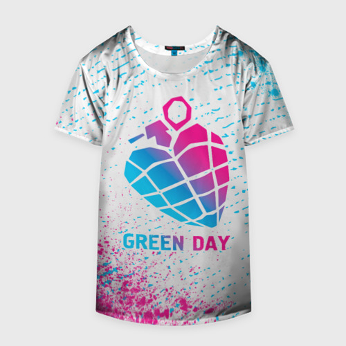 Накидка на куртку 3D Green Day neon gradient style, цвет 3D печать - фото 4