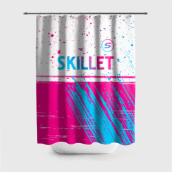 Штора 3D для ванной Skillet neon gradient style посередине