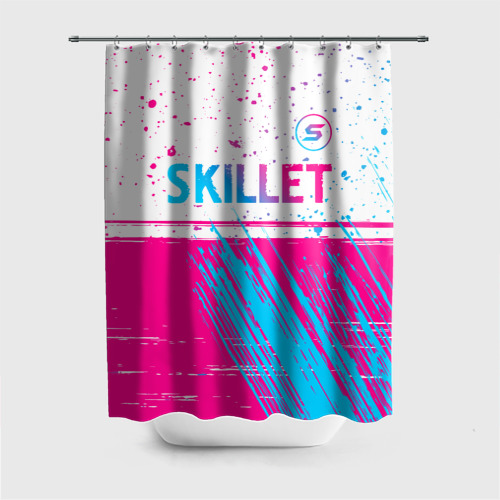 Штора 3D для ванной Skillet neon gradient style посередине