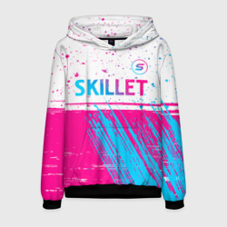 Мужская толстовка 3D Skillet neon gradient style посередине