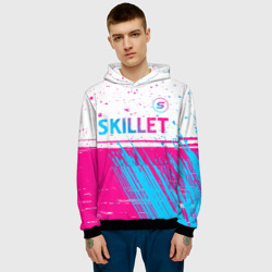 Мужская толстовка 3D Skillet neon gradient style посередине - фото 2