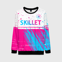 Женский свитшот 3D Skillet neon gradient style посередине