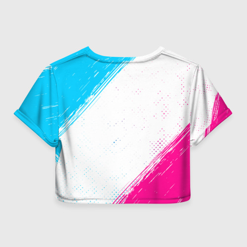 Женская футболка Crop-top 3D Pink Floyd neon gradient style, цвет 3D печать - фото 2