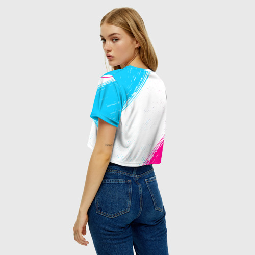 Женская футболка Crop-top 3D Pink Floyd neon gradient style, цвет 3D печать - фото 5