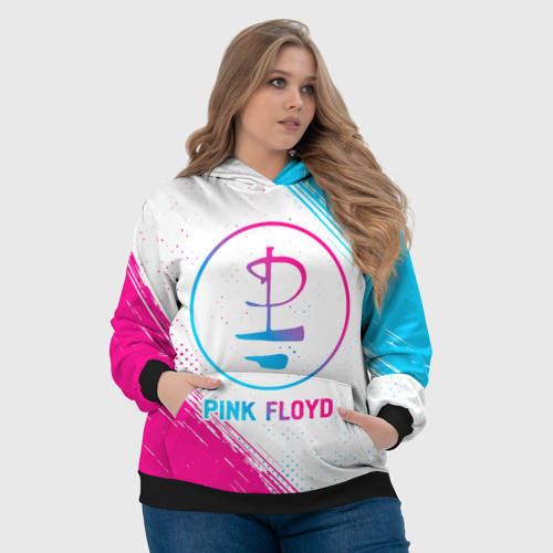 Женская толстовка 3D Pink Floyd neon gradient style, цвет 3D печать - фото 6