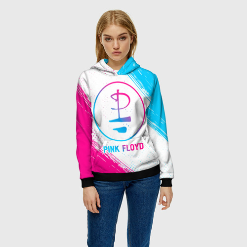 Женская толстовка 3D Pink Floyd neon gradient style, цвет 3D печать - фото 3