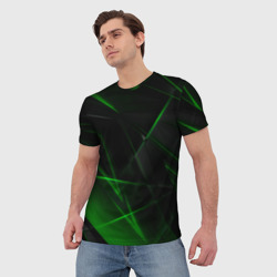 Мужская футболка 3D Зелёные узоры текстура  - фото 2