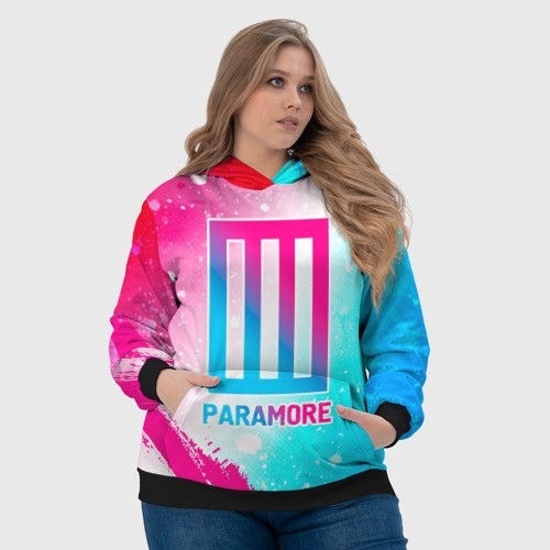 Женская толстовка 3D Paramore neon gradient style, цвет 3D печать - фото 6