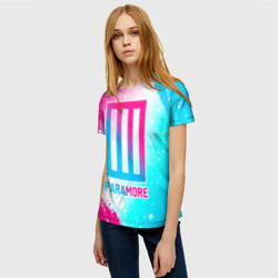 Женская футболка 3D Paramore neon gradient style - фото 2