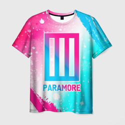 Мужская футболка 3D Paramore neon gradient style
