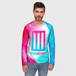 Мужской лонгслив 3D Paramore neon gradient style - фото 2