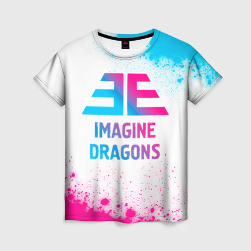 Женская футболка 3D Imagine Dragons neon gradient style, цвет 3D печать