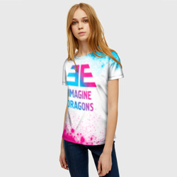 Женская футболка 3D Imagine Dragons neon gradient style - фото 2