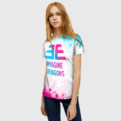 Женская футболка 3D Imagine Dragons neon gradient style, цвет 3D печать - фото 3