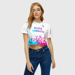 Женская футболка Crop-top 3D Black Sabbath neon gradient style посередине - фото 2