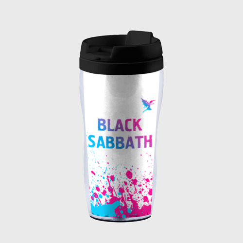 Термокружка-непроливайка Black Sabbath neon gradient style посередине