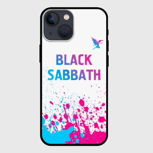 Чехол для iPhone 13 mini Black Sabbath neon gradient style посередине