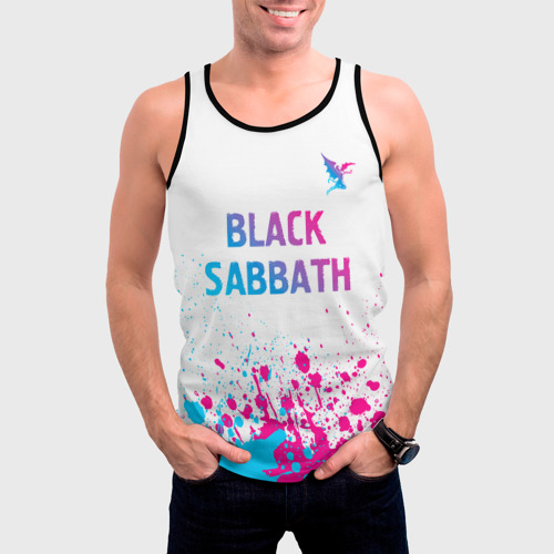Мужская майка 3D Black Sabbath neon gradient style посередине, цвет 3D печать - фото 3