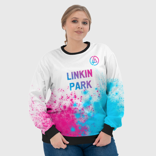 Женский свитшот 3D Linkin Park neon gradient style посередине, цвет 3D печать - фото 6