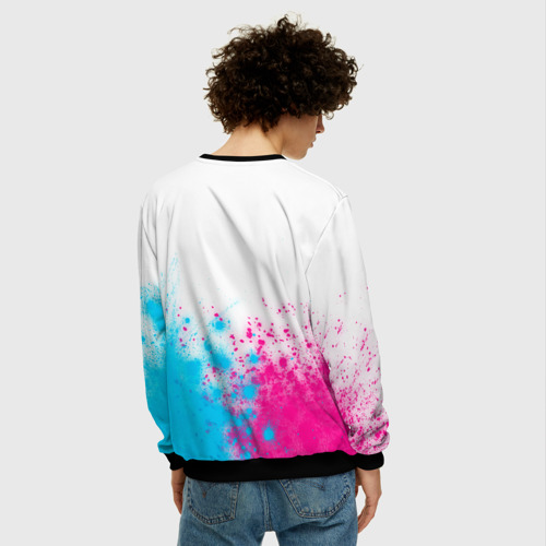 Мужской свитшот 3D Linkin Park neon gradient style посередине, цвет черный - фото 4