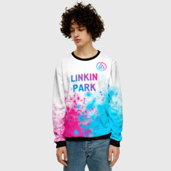 Мужской свитшот 3D Linkin Park neon gradient style посередине - фото 2