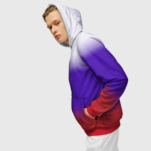 Мужская толстовка 3D на молнии Градиент российского флаг , цвет красный - фото 5