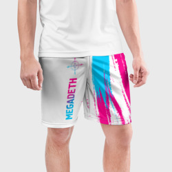 Мужские шорты спортивные Megadeth neon gradient style по-вертикали - фото 2