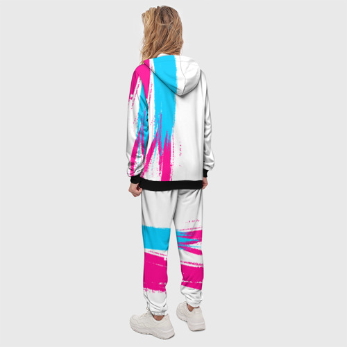 Женский костюм с толстовкой 3D Megadeth neon gradient style по-вертикали, цвет черный - фото 4