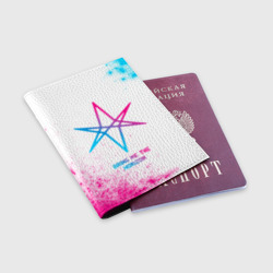 Обложка для паспорта матовая кожа Bring Me the Horizon neon gradient style - фото 2