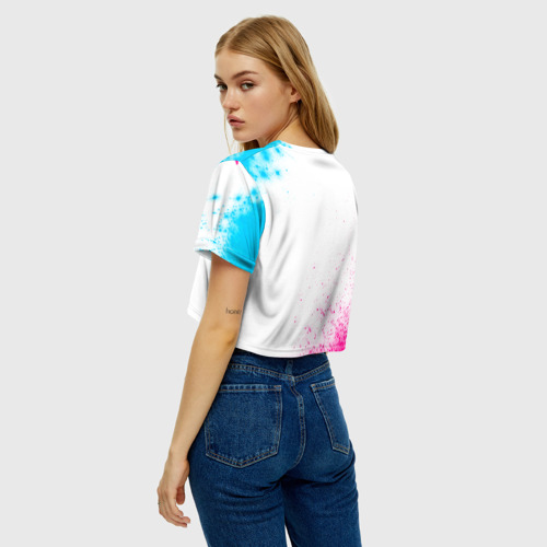 Женская футболка Crop-top 3D Bring Me the Horizon neon gradient style, цвет 3D печать - фото 5