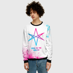 Мужской свитшот 3D Bring Me the Horizon neon gradient style - фото 2