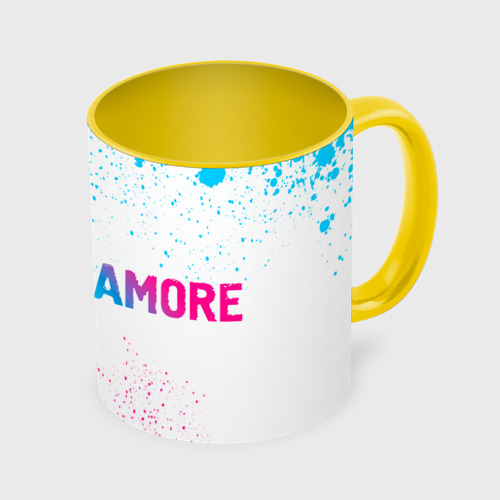 Кружка с полной запечаткой Paramore neon gradient style по-горизонтали, цвет белый + желтый - фото 3