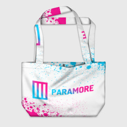 Пляжная сумка 3D Paramore neon gradient style по-горизонтали