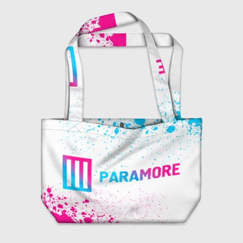 Пляжная сумка 3D Paramore neon gradient style по-горизонтали