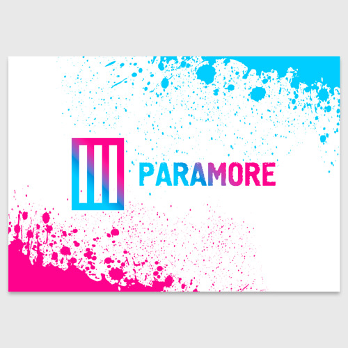 Поздравительная открытка Paramore neon gradient style по-горизонтали, цвет белый
