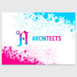 Поздравительная открытка Architects neon gradient style по-горизонтали
