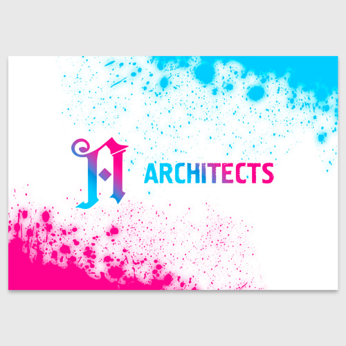 Поздравительная открытка Architects neon gradient style по-горизонтали, цвет белый