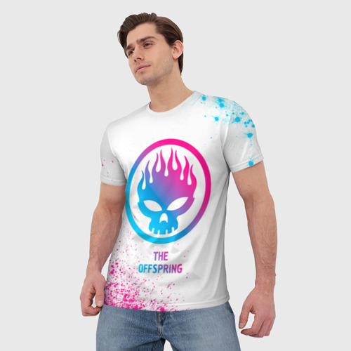 Мужская футболка 3D The Offspring neon gradient style, цвет 3D печать - фото 3